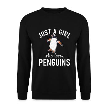 Pinguinliebhaber Pinguin Geschenke - Unisex Pullover - Schwarz - Vorne - Alina (178cm) & Michal (187cm)