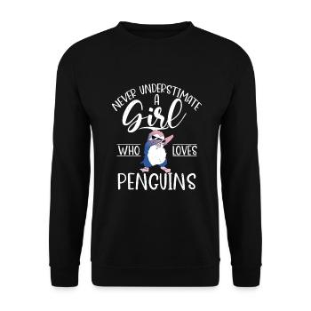 Penguin Lover Penguin Gifts - Unisex Sweatshirt - black - Front - Alina (178cm) & Michal (187cm)