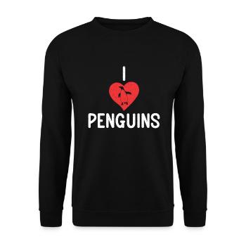 Pinguinliebhaber Pinguin Geschenke - Unisex Pullover - Schwarz - Vorne - Alina (178cm) & Michal (187cm)