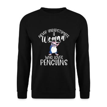 Pinguinliebhaber Pinguin Geschenke - Unisex Pullover - Schwarz - Vorne - Alina (178cm) & Michal (187cm)