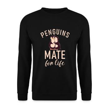 Pinguinliebhaber Pinguin Geschenke - Unisex Pullover - Schwarz - Vorne - Alina (178cm) & Michal (187cm)