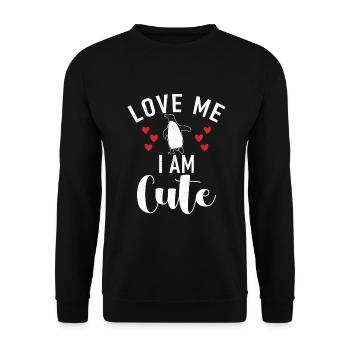 Pinguinliebhaber Pinguin Geschenke - Unisex Pullover - Schwarz - Vorne - Alina (178cm) & Michal (187cm)