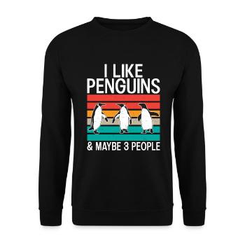 Pinguinliebhaber Pinguin Geschenke - Unisex Pullover - Schwarz - Vorne - Alina (178cm) & Michal (187cm)