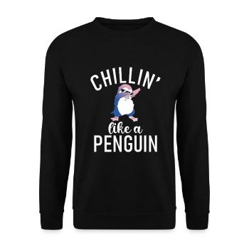 Pinguinliebhaber Pinguin Geschenke - Unisex Pullover - Schwarz - Vorne - Alina (178cm) & Michal (187cm)