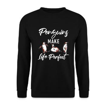 Penguin Lover Penguin Gifts - Unisex Sweatshirt - black - Front - Alina (178cm) & Michal (187cm)