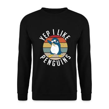 Penguin Lover Penguin Gifts - Unisex Sweatshirt - black - Front - Alina (178cm) & Michal (187cm)