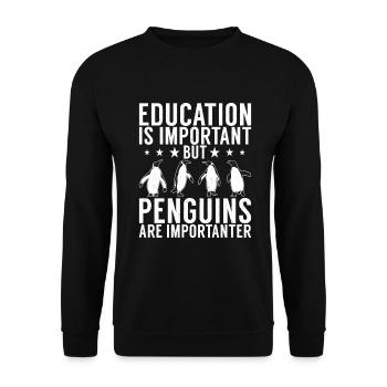 Penguin Lover Penguin Gifts - Unisex Sweatshirt - black - Front - Alina (178cm) & Michal (187cm)