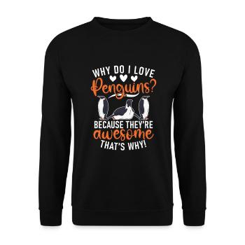 Pinguinliebhaber Pinguin Geschenke - Unisex Pullover - Schwarz - Vorne - Alina (178cm) & Michal (187cm)