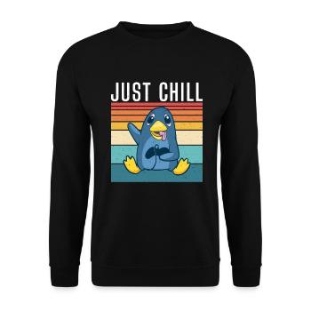 Pinguinliebhaber Pinguin Geschenke - Unisex Pullover - Schwarz - Vorne - Alina (178cm) & Michal (187cm)