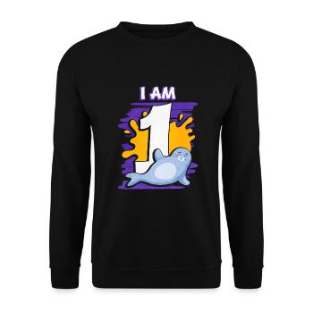 Ich Bin 1 Robbe - Unisex Pullover - Schwarz - Vorne - Alina (178cm) & Michal (187cm)