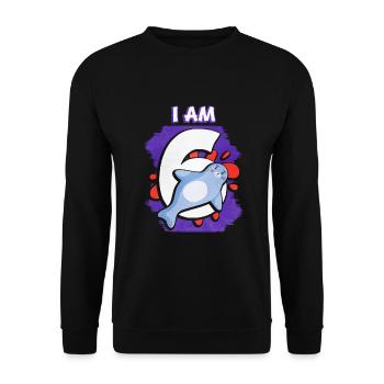 Ich Bin 6 Robbe - Unisex Pullover - Schwarz - Vorne - Alina (178cm) & Michal (187cm)