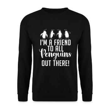Penguin Lover Penguin Gifts - Unisex Sweatshirt - black - Front - Alina (178cm) & Michal (187cm)