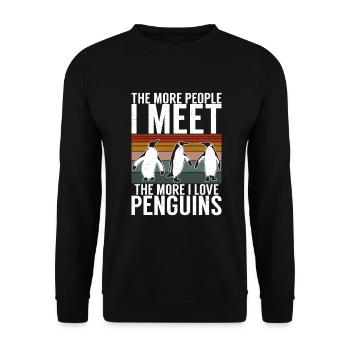 Penguin Lover Penguin Gifts - Unisex Sweatshirt - black - Front - Alina (178cm) & Michal (187cm)