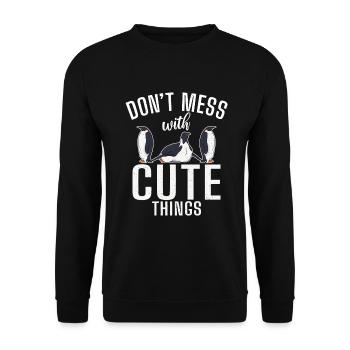 Pinguinliebhaber Pinguin Geschenke - Unisex Pullover - Schwarz - Vorne - Alina (178cm) & Michal (187cm)