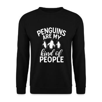 Penguin Lover Penguin Gifts - Unisex Sweatshirt - black - Front - Alina (178cm) & Michal (187cm)