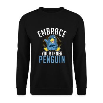Penguin Lover Penguin Gifts - Unisex Sweatshirt - black - Front - Alina (178cm) & Michal (187cm)