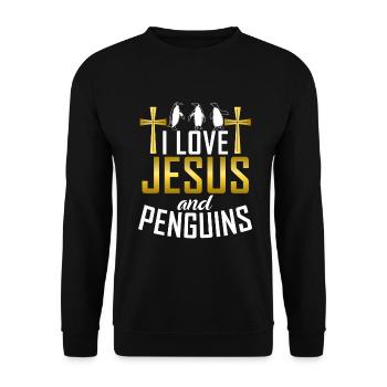 Penguin Lover Penguin Gifts - Unisex Sweatshirt - black - Front - Alina (178cm) & Michal (187cm)