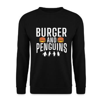 Pinguinliebhaber Pinguin Geschenke - Unisex Pullover - Schwarz - Vorne - Alina (178cm) & Michal (187cm)