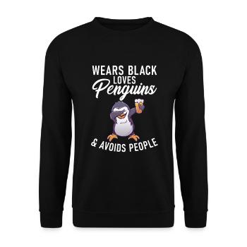 Penguin Lover Penguin Gifts - Unisex Sweatshirt - black - Front - Alina (178cm) & Michal (187cm)