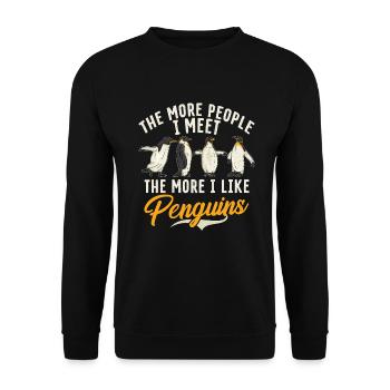 Penguin Lover Penguin Gifts - Unisex Sweatshirt - black - Front - Alina (178cm) & Michal (187cm)