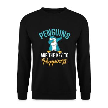 Pinguinliebhaber Pinguin Geschenke - Unisex Pullover - Schwarz - Vorne - Alina (178cm) & Michal (187cm)