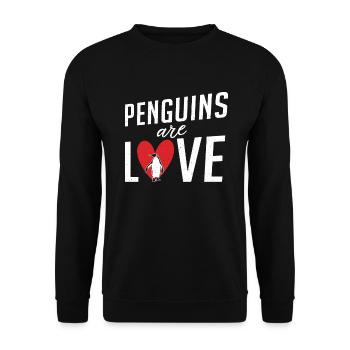 Pinguinliebhaber Pinguin Geschenke - Unisex Pullover - Schwarz - Vorne - Alina (178cm) & Michal (187cm)
