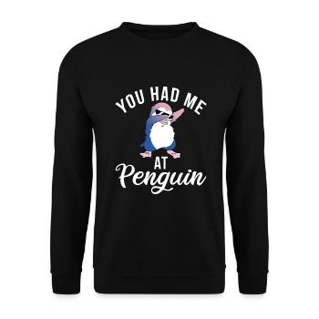 Penguin Lover Penguin Gifts - Unisex Sweatshirt - black - Front - Alina (178cm) & Michal (187cm)