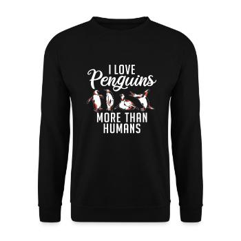 Penguin Lover Penguin Gifts - Unisex Sweatshirt - black - Front - Alina (178cm) & Michal (187cm)