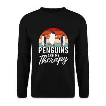Penguin Lover Penguin Gifts - Unisex Sweatshirt - black - Front - Alina (178cm) & Michal (187cm)