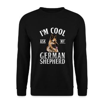 Deutscher Schäferhund Geschenke - Unisex Pullover - Schwarz - Vorne - Alina (178cm) & Michal (187cm)