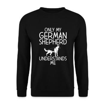 Deutscher Schäferhund Geschenke - Unisex Pullover - Schwarz - Vorne - Alina (178cm) & Michal (187cm)