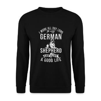 Deutscher Schäferhund Geschenke - Unisex Pullover - Schwarz - Vorne - Alina (178cm) & Michal (187cm)
