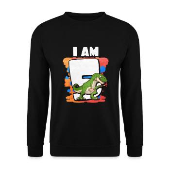 5. Geburtstag - Unisex Pullover - Schwarz - Vorne - Alina (178cm) & Michal (187cm)