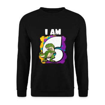 6. Geburtstag - Unisex Pullover - Schwarz - Vorne - Alina (178cm) & Michal (187cm)