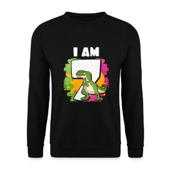 7. Geburtstag - Unisex Pullover - Schwarz - Vorne - Alina (178cm) & Michal (187cm)