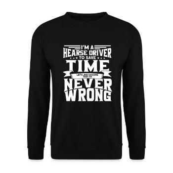 Drôle de chauffeur de corbillard disant cadeau - Sweat-shirt Unisexe - noir - Devant - Alina (178cm) & Michal (187cm)