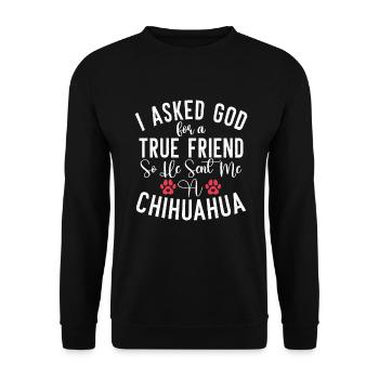 Chihuahua Cadeaux Chihuahua Propriétaire - Sweat-shirt Unisexe - noir - Devant - Alina (178cm) & Michal (187cm)