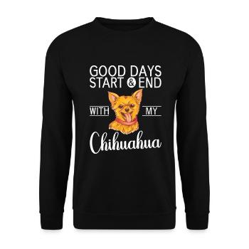 Chihuahua Cadeaux Chihuahua Propriétaire - Sweat-shirt Unisexe - noir - Devant - Alina (178cm) & Michal (187cm)