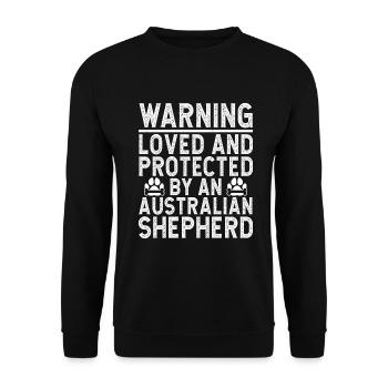 Australian Shepherd Geschenke - Unisex Pullover - Schwarz - Vorne - Alina (178cm) & Michal (187cm)