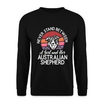Australian Shepherd Gifts - Unisex Sweatshirt - black - Front - Alina (178cm) & Michal (187cm)