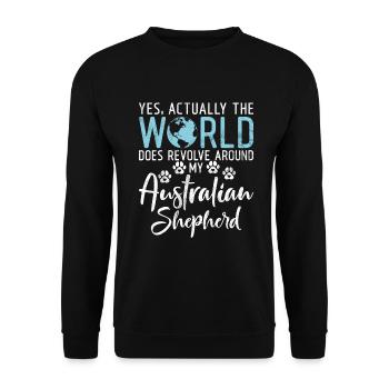 Australian Shepherd Geschenke - Unisex Pullover - Schwarz - Vorne - Alina (178cm) & Michal (187cm)