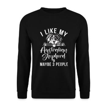 Australian Shepherd Geschenke - Unisex Pullover - Schwarz - Vorne - Alina (178cm) & Michal (187cm)