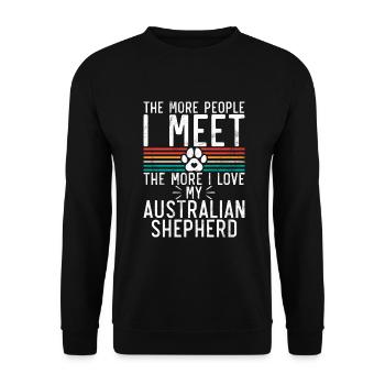 Australian Shepherd Geschenke - Unisex Pullover - Schwarz - Vorne - Alina (178cm) & Michal (187cm)