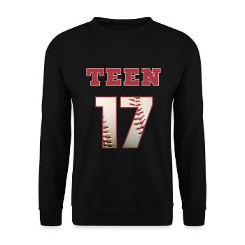 Baseball TEEN 17 - Unisex Pullover - Schwarz - Vorne - Alina (178cm) & Michal (187cm)
