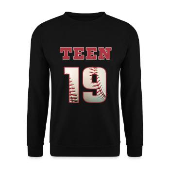 Baseball TEEN 19 - Unisex Pullover - Schwarz - Vorne - Alina (178cm) & Michal (187cm)
