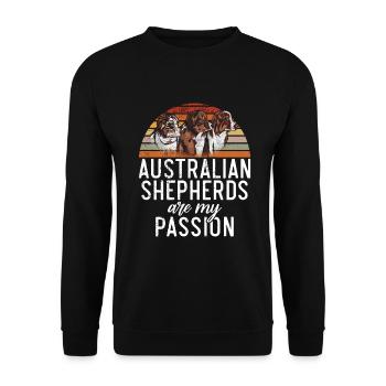 Australian Shepherd Geschenke - Unisex Pullover - Schwarz - Vorne - Alina (178cm) & Michal (187cm)