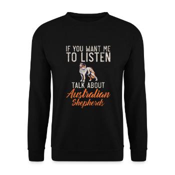 Australian Shepherd Geschenke - Unisex Pullover - Schwarz - Vorne - Alina (178cm) & Michal (187cm)