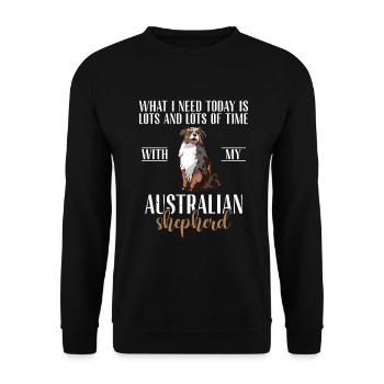 Australian Shepherd Geschenke - Unisex Pullover - Schwarz - Vorne - Alina (178cm) & Michal (187cm)