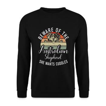 Australian Shepherd Gifts - Unisex Sweatshirt - black - Front - Alina (178cm) & Michal (187cm)
