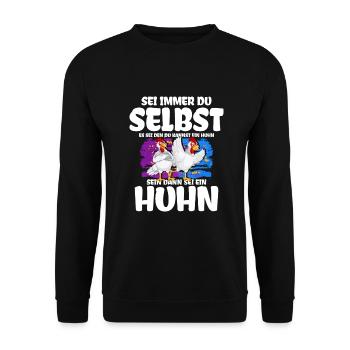 Lustiges Huhn Outfit - Unisex Pullover - Schwarz - Vorne - Alina (178cm) & Michal (187cm)